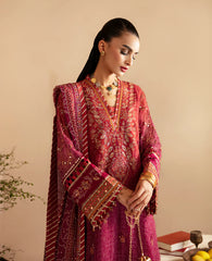 Xenia ARISA Dress - Embroidered Sleeve Patchwork (Magenta/Orange/Rust)"