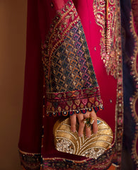 Blue & Magenta Embroidered Sleeves – Xenia MEHKASH Dress