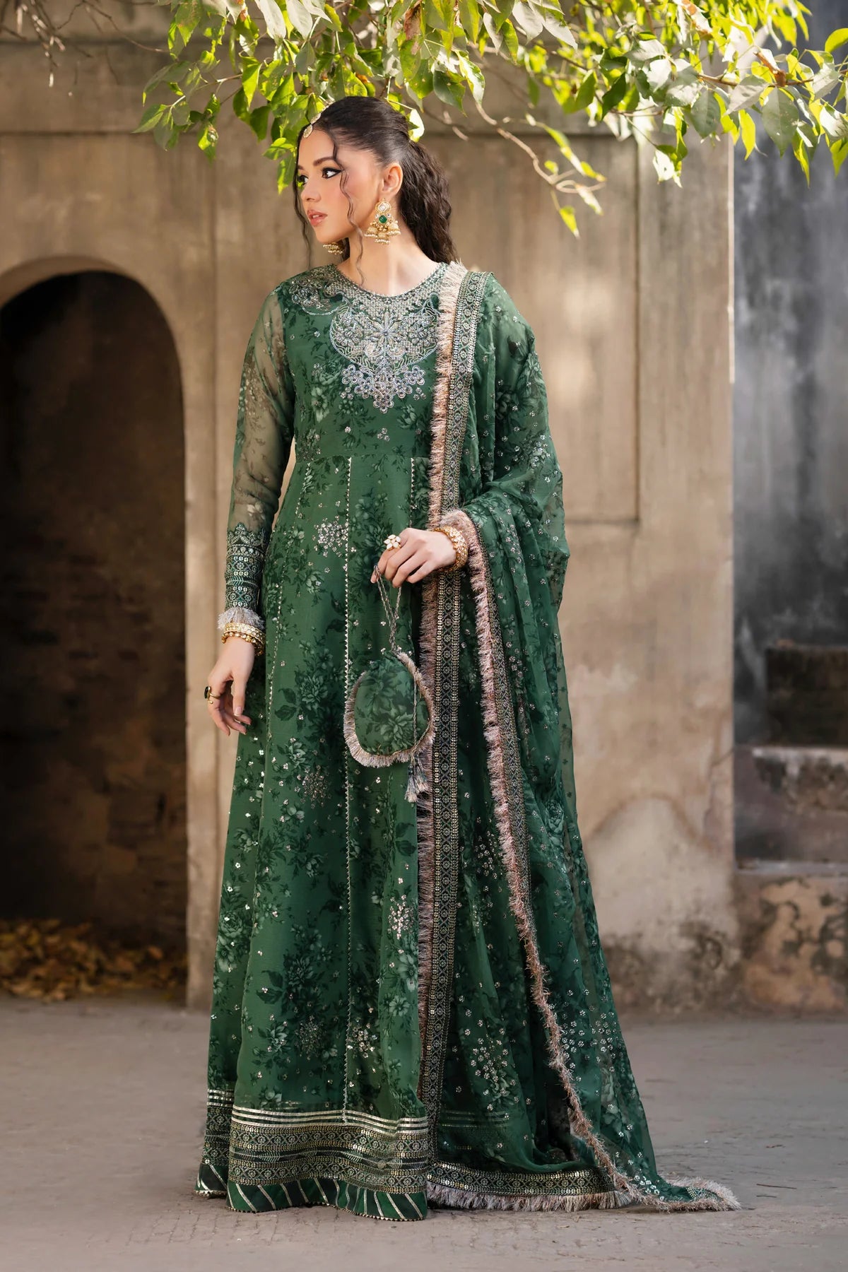 Xenia Shafaq Embroidered Chiffon Dress - Front View