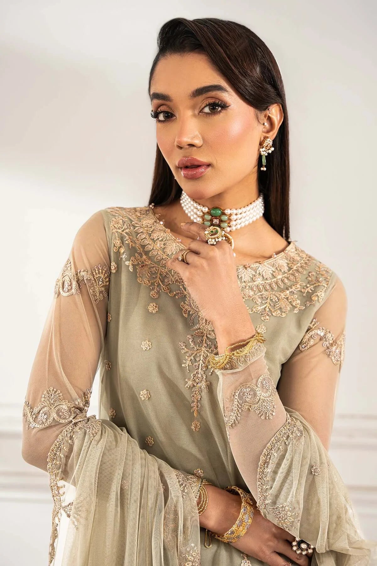 Close-up of sleeves on Z-01 LEILA formal dress