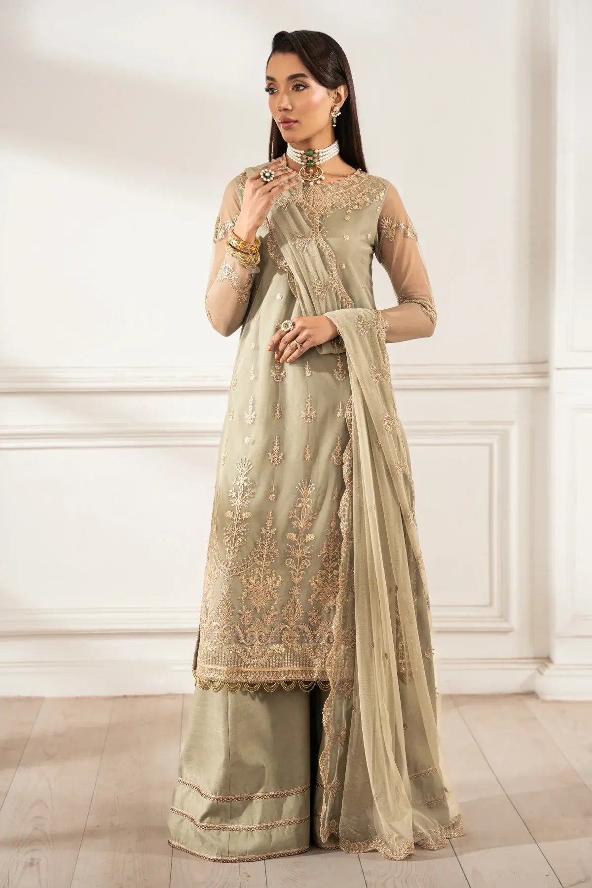Dyed raw silk trouser of Z-01 LEILA 3-piece dress