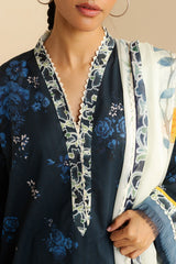 Digital Printed Blue Lawn Shirt – Zara Shahjahan COCO Prints '25
