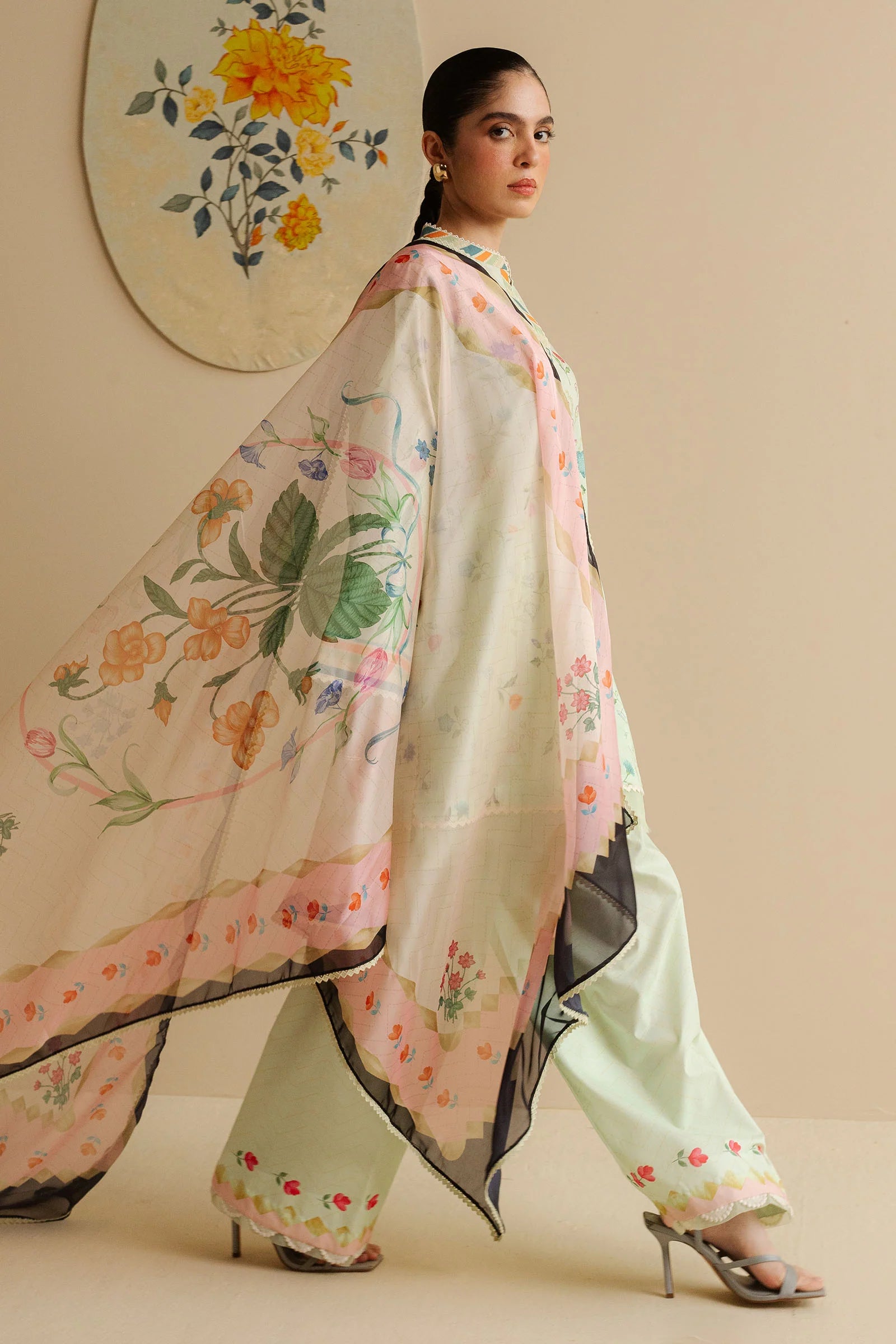 Digital Printed Silk Dupatta - Zara Shahjahan COCO Prints '25
