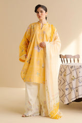 Zara Shahjahan Luna-10B Yellow Print Shirt & Trouser Set - COCO Prints '25