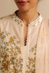 Tonal Embroidery Detail on Zara Shahjahan Printed Lawn Shirt