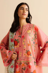 Close-up of blush-tone silk dupatta from Nyra-5B