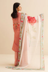 White blush-toned digital printed silk dupatta – Nyra-5B