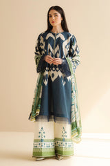 Front view of Zara Shahjahan Sila-6B digital printed lawn shirt
