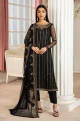 Front view of Zarif Z-02 YASNA embroidered net shirt
