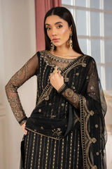 Embroidered lace neckline detail on Z-02 YASNA