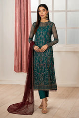 Front view of Zarif Z-06 NUHA embroidered net shirt
