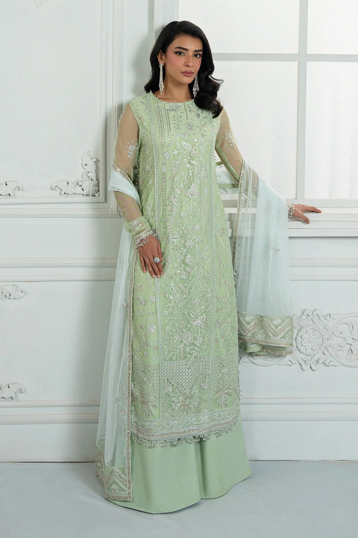 Zarif ZRI-04 Yasmin: Sequin Embroidered Net Front 