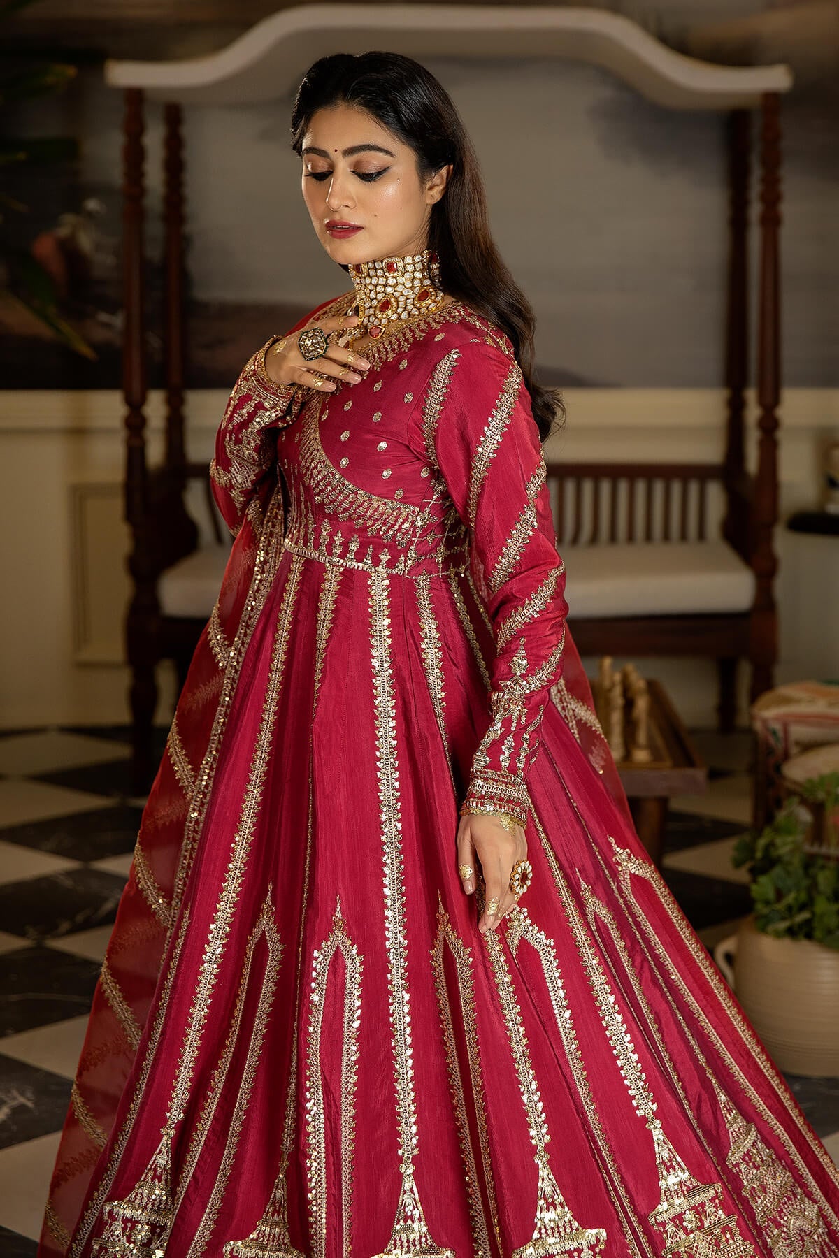 Jahaan Ara Raw Silk Collection '23 By Imrozia SRS-06 Surkh Roo